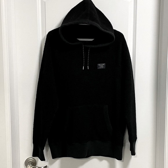 Size XL Abercrombie & Fitch Sherpa Fleece hoodie in black - Picture 1 of 4